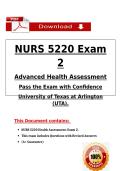 NURS 5220 Exam 2 &lpar;2026&sol;2027&rpar; &lpar;PDF&rpar; &vert; Advanced Health Assessment &vert; UTA