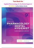 Test Bank For Applied Pharmacology for the Dental Hygienist 9th Edition by Elena Bablenis Haveles ISBN 9780323798631 Chapters&lpar;1 to 26&rpar;