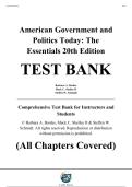 Complete Test Bank - American Government and Politics Today&colon; The Essentials&comma; 20th Edition &ndash; Barbara A&period; Bardes&comma; Mack C&period; Shelley II&comma; Steffen W&period; Schmidt &ndash; ISBN 9780357458426 &lpar;All Chapters Covered 1&ndash;16&rpar;