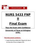 NURS 5433 FNP II Final Exam Review &lpar;2026&sol;2027&rpar; &lpar;PDF&rpar; &vert; Family Nursing &vert; UTA