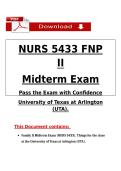NURS 5433 FNP II Midterm Exam Review &lpar;2026&sol;2027&rpar; &lpar;PDF&rpar; &vert; Family Nursing &vert; UTA
