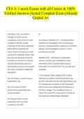 CFA lv 1 mock Exams with all Correct & 100&percnt; Verified Answers &vert;Actual Complete Exam &vert;Already Graded A&plus; 