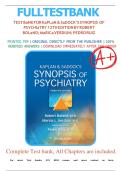 Test Bank For Kaplan & Sadock&rsquo;s Synopsis of Psychiatry 12th Edition By Robert Boland&semi; Marica Verdiun&semi; Pedro Ruiz 9781975145569 Chapter 1-35 Complete Guide &period;