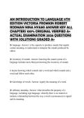 AN INTRODUCTION TO LANGUAGE 11TH EDITION VICTORIA FROMKIN ROBERT RODMAN NINA HYAMS ANSWER KEY ALL CHAPTERS 100&percnt; ORIGINAL VERIFIED A&plus; ACTUAL EXAMINATION 2026 QUESTIONS WITH SOLUTIONS GRADED A&plus;