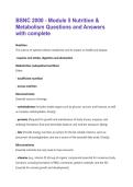 BSNC 2000 - Module 5 Nutrition & Metabolism Questions and Answers with complete