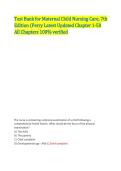 Test Bank for Maternal Child Nursing Care&comma; 7th Edition &lpar;Perry Latest Updated Chapter 1-50 All Chapters 100&percnt; verified