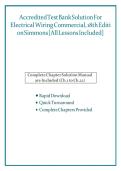 Accredited Test Bank Solutions &mdash; Electrical Wiring Commercial&comma; 18th Edition &mdash; Simmons &mdash; &lpar;All Chapters Covered 1&ndash;22&comma; Questions & Answers&rpar;