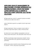 APPLYING QUALITY MANAGEMENT IN HEALTHCARE A SYSTEMS APPROACH 5TH EDITION PATRICE L SPATH TEST BANK LATEST EDITION 2023-24 GRADE A&plus; PRACTICE SCRIPT UPDATED 2026 TESTED SOLUTIONS