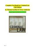 Test Bank for Criminal Law 13th Edition by Thomas Gardner and Terry Anderson&comma; Complete Guide A&plus;