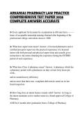 ARKANSAS PHARMACY LAW PRACTICE COMPREHENSIVE TEST PAPER 2026 COMPLETE ANSWERS ACCURATE