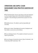 OPERATIONS AND SUPPLY CHAIN MANAGEMENT 2026 PRACTICE QUESTION SET TWO