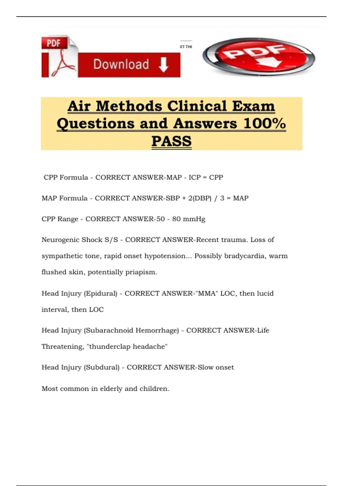 Air Methods Clinical Exam Questions and Answers 100% PASS - Air Methods ...