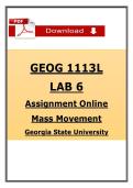 GEOG 1113L Lab 6 Assignment &lpar;2026&sol;2027&rpar; &lpar;PDF&rpar; &vert; Mass Movement Lab &vert; GSU
