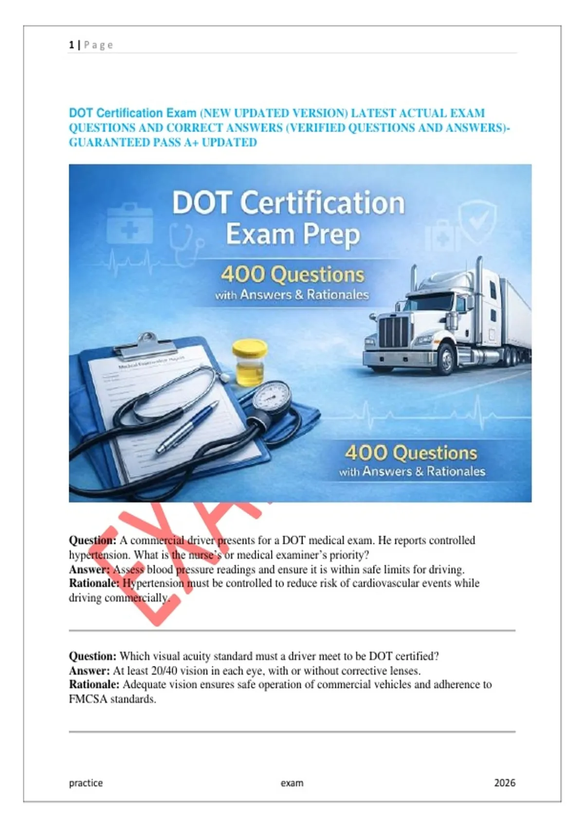 DOT Certification Exam 2026 – Complete Study Guide & Practice Prep ...