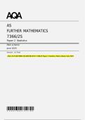 AQA AS FURTHER MATHEMATICS 7366&sol;2S Paper 2 Statistics Mark scheme June 2025