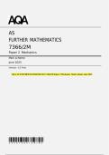 AQA AS FURTHER MATHEMATICS 7366&sol;2M Paper 2 Mechanics  Mark scheme June 2025