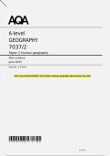 AQA A-level GEOGRAPHY 7037&sol;2 Paper 2 Human geography Mark scheme June 2025