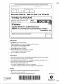 2025 Pearson Edexcel GCSE Chinese PAPER 1 QUESTION PAPER 1CN0&sol;1F