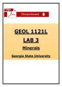 GEOL 1121L Lab 3 &lpar;2026&sol;2027&rpar; &lpar;PDF&rpar; &vert; Minerals Lab &vert; Intro to Geology &vert; GSU