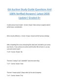 GA Auction Study Guide Questions And  100&percnt; Verified Answers&vert; Latest 2026  Update&vert; Graded A&plus;