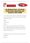 Air Methods Part 135 Study Guide Exam Questions and Answers 100&percnt; PASS