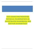 &colon; Pediatric Physical Examination &ndash; 3rd Edition Test Bank&comma; Duderstadt &vert; Nursing & Health Sciences &vert; Comprehensive Exam Practice Material