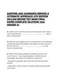 AUDITING AND ASSURANCE SERVICES A SYSTEMATIC APPROACH 12TH EDITION WILLIAM MESSIER TEST BANK FINAL PAPER COMPLETE SOLUTIONS 2026 GRADED A&plus;