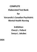 2026 Test Bank for Varcarolis's Canadian Psychiatric Mental Health Nursing 3rdEdition Cheryl L&period; Pollard Sonya L&period; Jakubec 