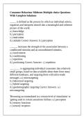 Consumer Behaviour Midterm Multiple choice Questions With Complete Solutions