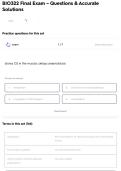 BIO322 Final Exam &ndash; Questions & Accurate Solutions