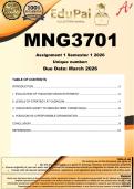 MNG3701 Assignment 1 &lpar;COMPLETE ANSWERS&rpar; Semester 1 2026 - DUE March 2026