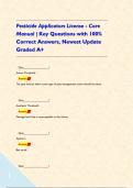 Pesticide Applicators License - Core Manual &vert; Key Questions with 100&percnt; Correct Answers&comma; Newest Update Graded A&plus;    