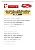 Excel Basics - Wall Street Prep Exam Questions and Answers 100&percnt; PASS