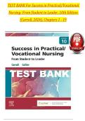TEST BANK For Success in Practical&sol;Vocational Nursing&colon; From Student to Leader&comma; 10th Edition &lpar;Carroll&comma; 2026&rpar;&comma; Chapters 1 - 19
