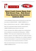 Excel Crash Course Exam from Wall Street Prep - Wall Street Prep Questions And Answers Updated 2026