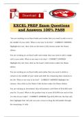 EXCEL PREP Exam Questions and Answers 100&percnt; PASS