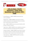 Life&comma;Accident&comma; Health Insurance&sol; Texas exam Questions and Answers 100&percnt; PASS