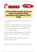 Texas health and life insurance &lpar;basic principles&rpar; Exam Questions and Answers 100&percnt; PASS
