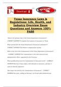 Texas Insurance Laws & Regulations&colon; Life&comma; Health&comma; and Industry Overview Exam Questions and Answers 100&percnt; PASS
