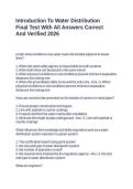 Introduction To Water Distribution Final Test With All Answers Correct And Verified 2026