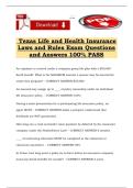 Texas Life and Health Insurance Laws and Rules Exam Questions and Answers 100&percnt; PASS