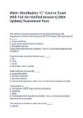 Water Distribution &OpenCurlyDoubleQuote;C&rdquo; Course Exam With Full Set Verified Answers&vert; 2026 Update&vert; Guaranteed Pass