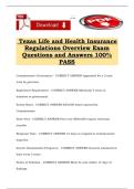 Texas Life and Health Insurance Regulations Overview Exam Questions and Answers 100&percnt; PASS