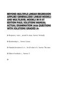 BEYOND MULTIPLE LINEAR REGRESSION APPLIED GENERALIZED LINEAR MODELS AND MULTILEVEL MODELS IN R 1ST EDITION PAUL SOLUTIONS MANUAL ACTUAL EXAMINATION 2026 QUESTIONS WITH SOLUTIONS GRADED A&plus;