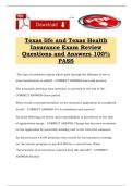 Texas life and Texas Health Insurance Exam Review Questions and Answers 100&percnt; PASS