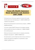 Texas Life Health Insurance Exam Questions and Answers 100&percnt; PASS