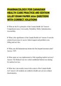 PHARMACOLOGY FOR CANADIAN HEALTH CARE PRACTICE 3RD EDITION LILLEY EXAM PAPER 2026 QUESTIONS WITH CORRECT SOLUTIONS