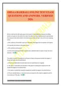 OHSAA BASEBALL ONLINE TEST EXAM QUESTIONS AND ANSWERS&period; VERIFIED 2026&period;