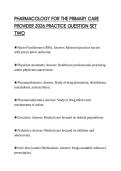 PHARMACOLOGY FOR THE PRIMARY CARE PROVIDER 2026 PRACTICE QUESTION SET TWO