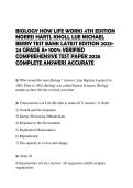 BIOLOGY HOW LIFE WORKS 4TH EDITION MORRIS HARTL KNOLL LUE MICHAEL BERRY TEST BANK LATEST EDITION 2023- 24 GRADE A&plus; 100&percnt; VERIFIED COMPREHENSIVE TEST PAPER 2026 COMPLETE ANSWERS ACCURATE